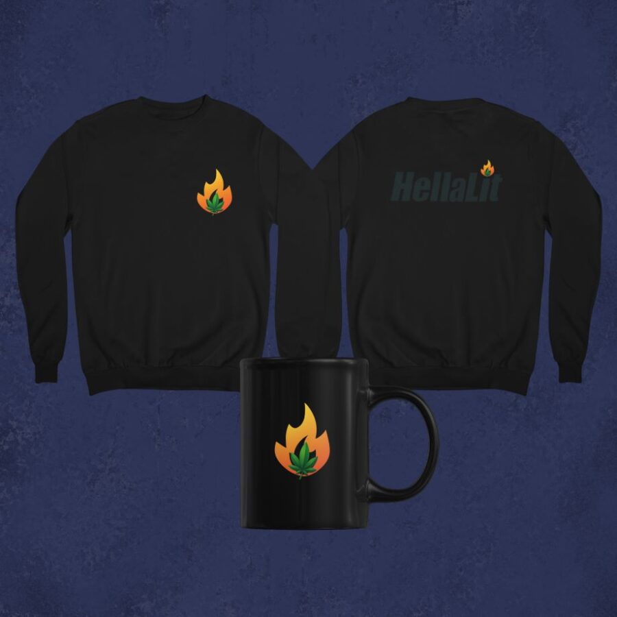 HellaLit Black Sweatshirt and Mug Bundle